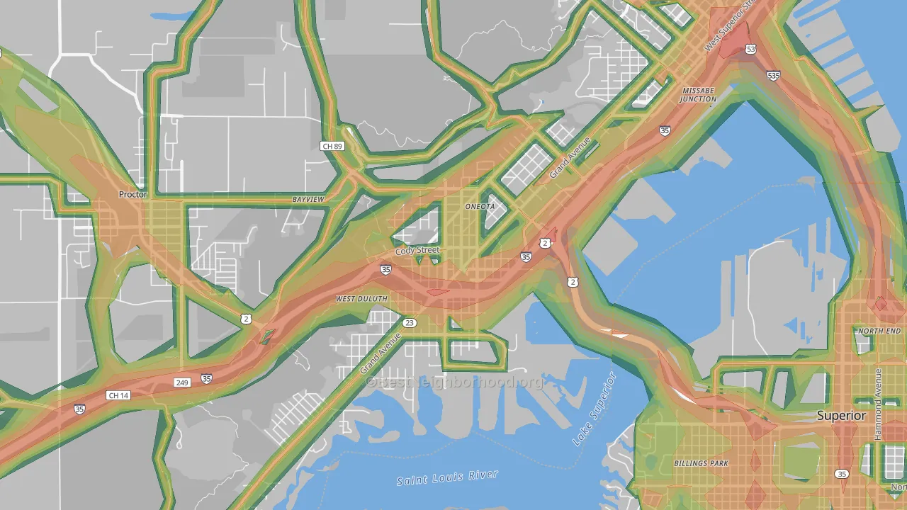 55807, MN Map of Noise Levels in 55807