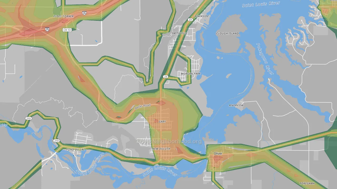 55808, MN Map of Noise Levels in 55808