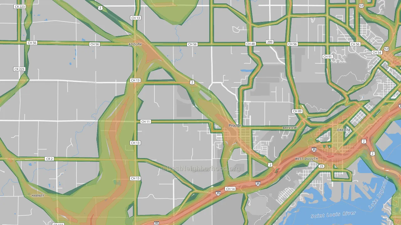 55810, MN Map of Noise Levels in 55810