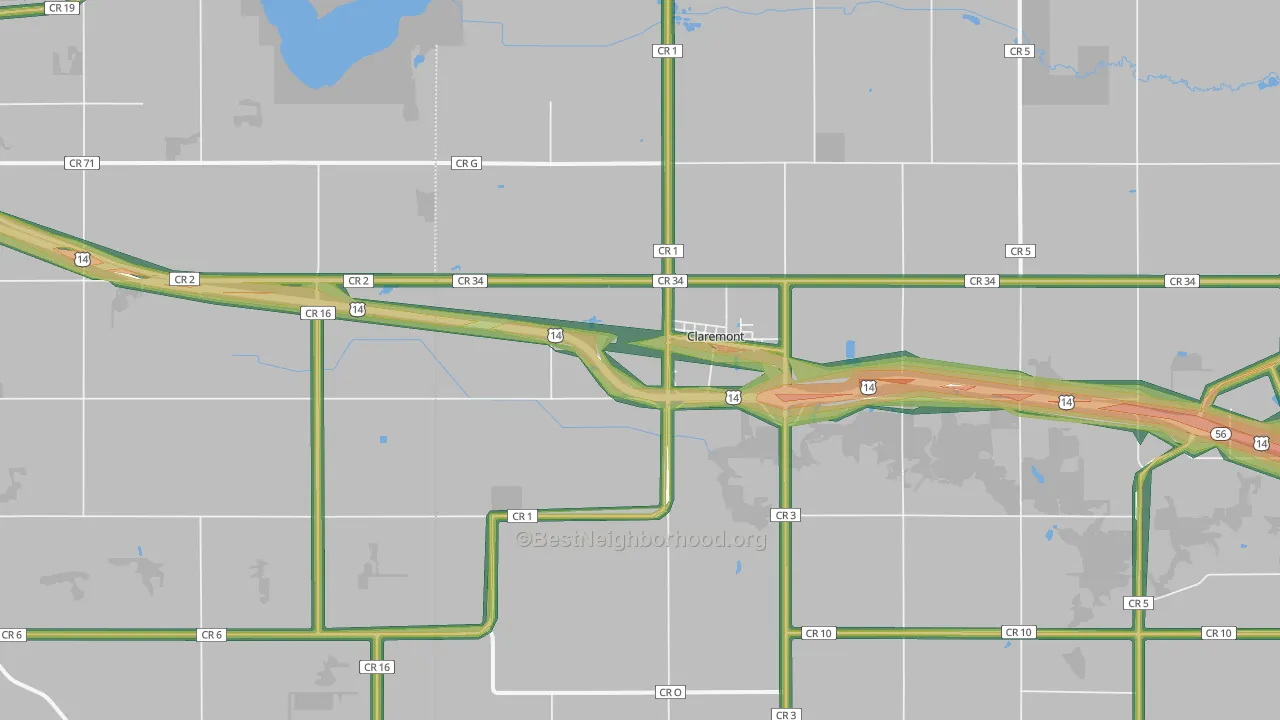 55924, MN Map of Noise Levels in 55924