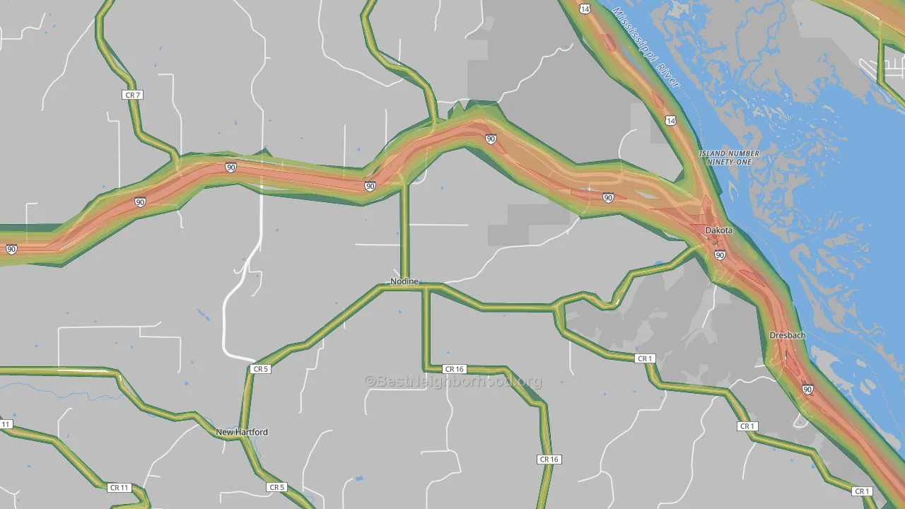 55925, MN Map of Noise Levels in 55925