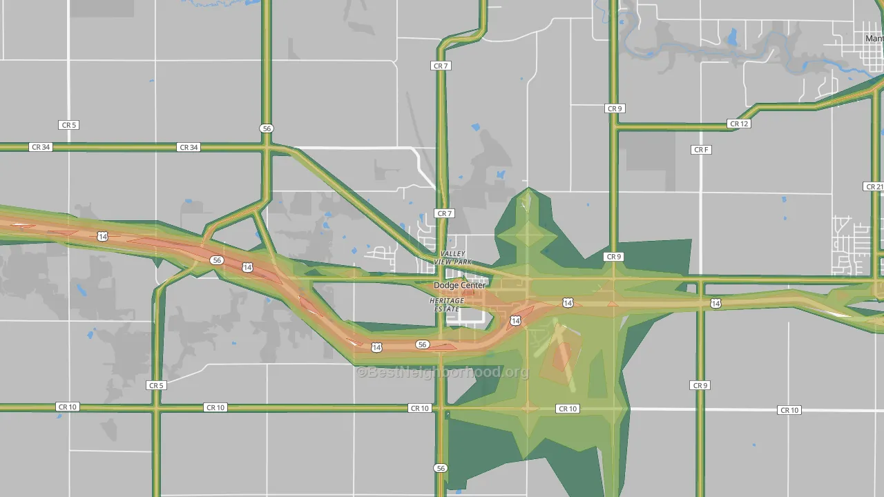 55927, MN Map of Noise Levels in 55927
