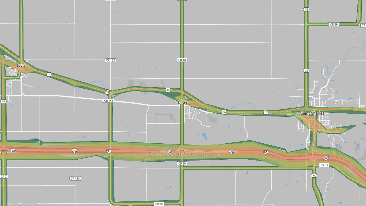 55929, MN Map of Noise Levels in 55929