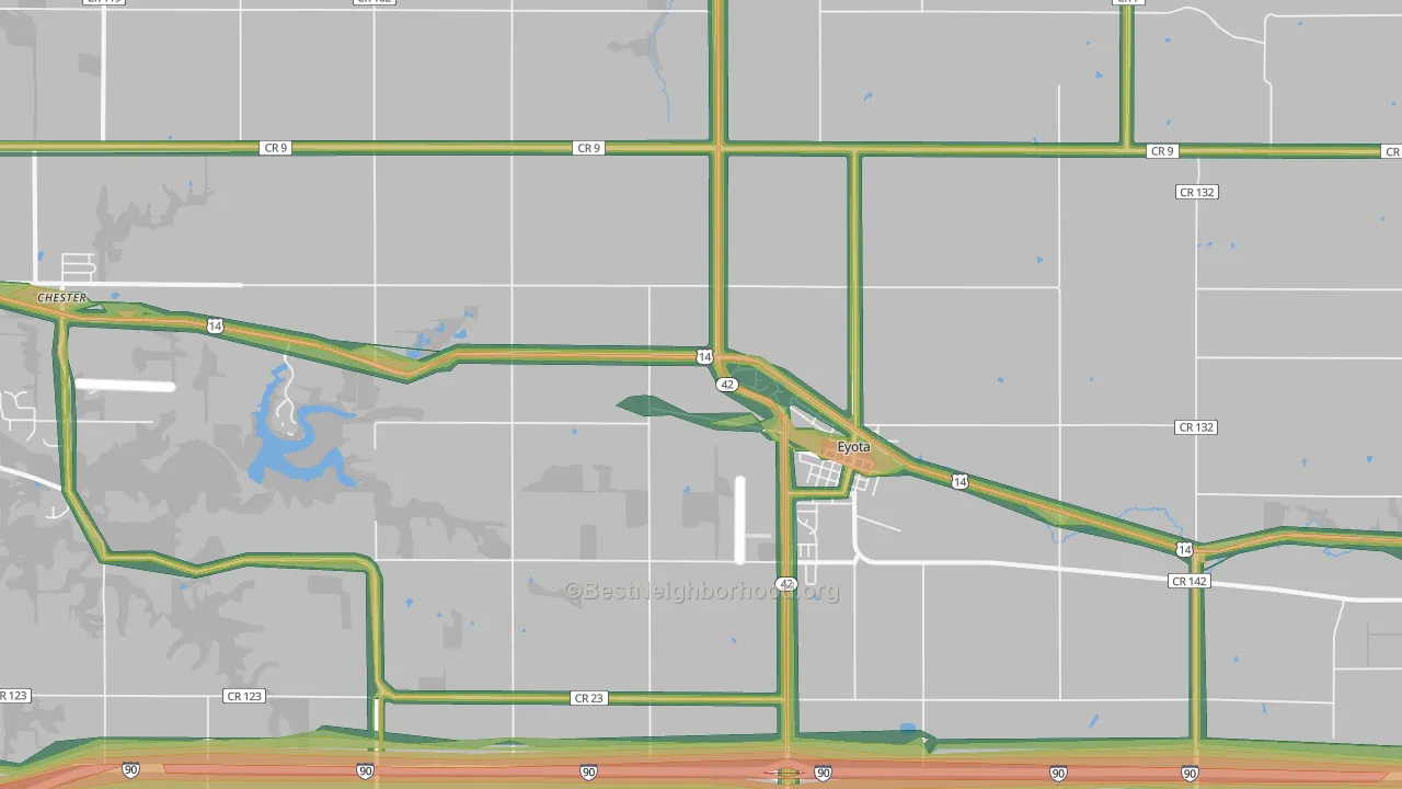 55934, MN Map of Noise Levels in 55934