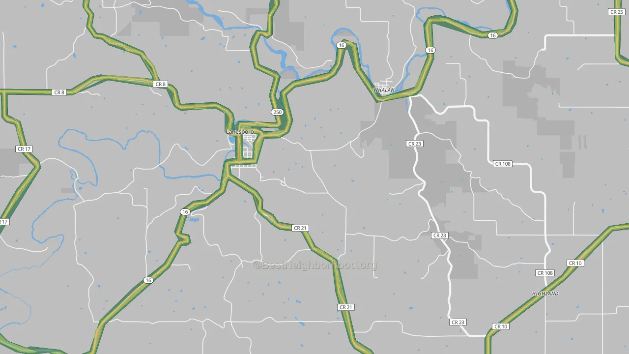 55949, MN Map of Noise Levels in 55949