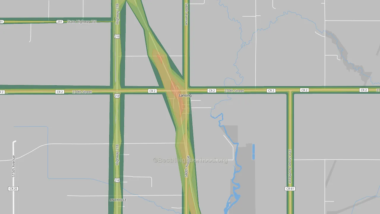 55950, MN Map of Noise Levels in 55950