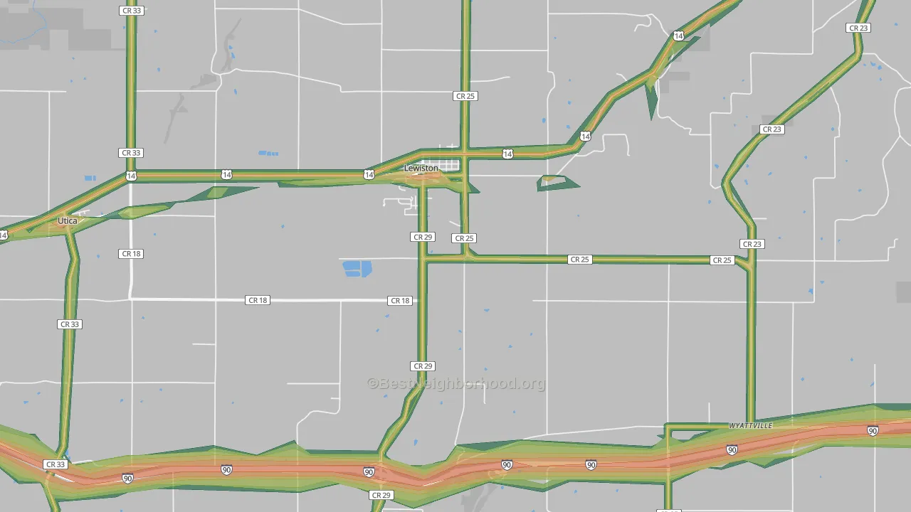 55952, MN Map of Noise Levels in 55952