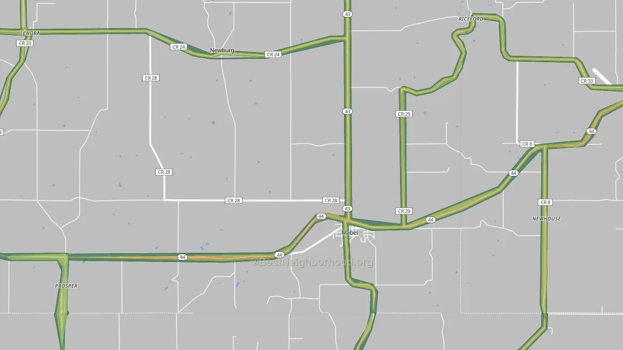 55954, MN Map of Noise Levels in 55954