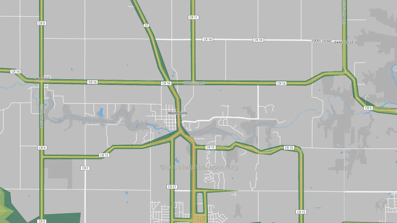 55955, MN Map of Noise Levels in 55955