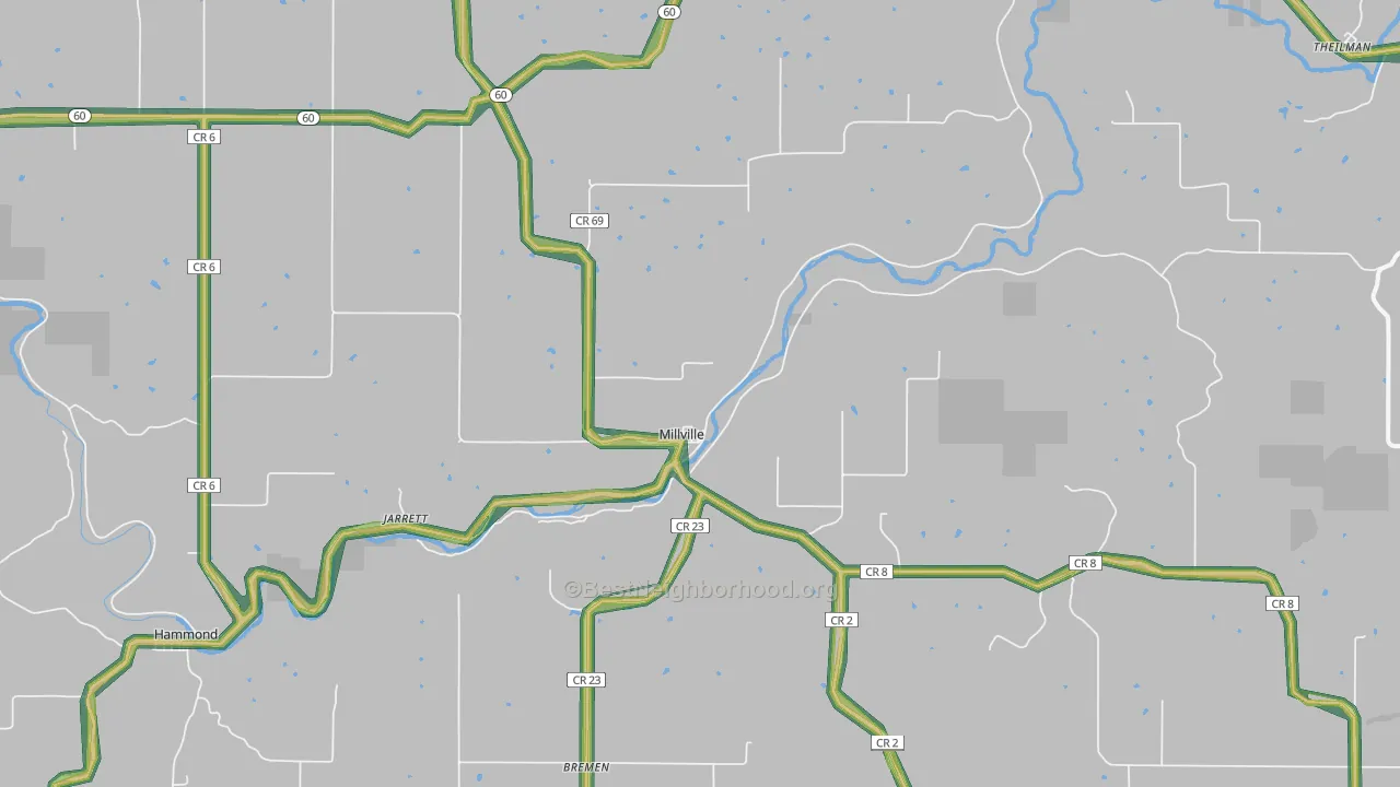 55957, MN Map of Noise Levels in 55957