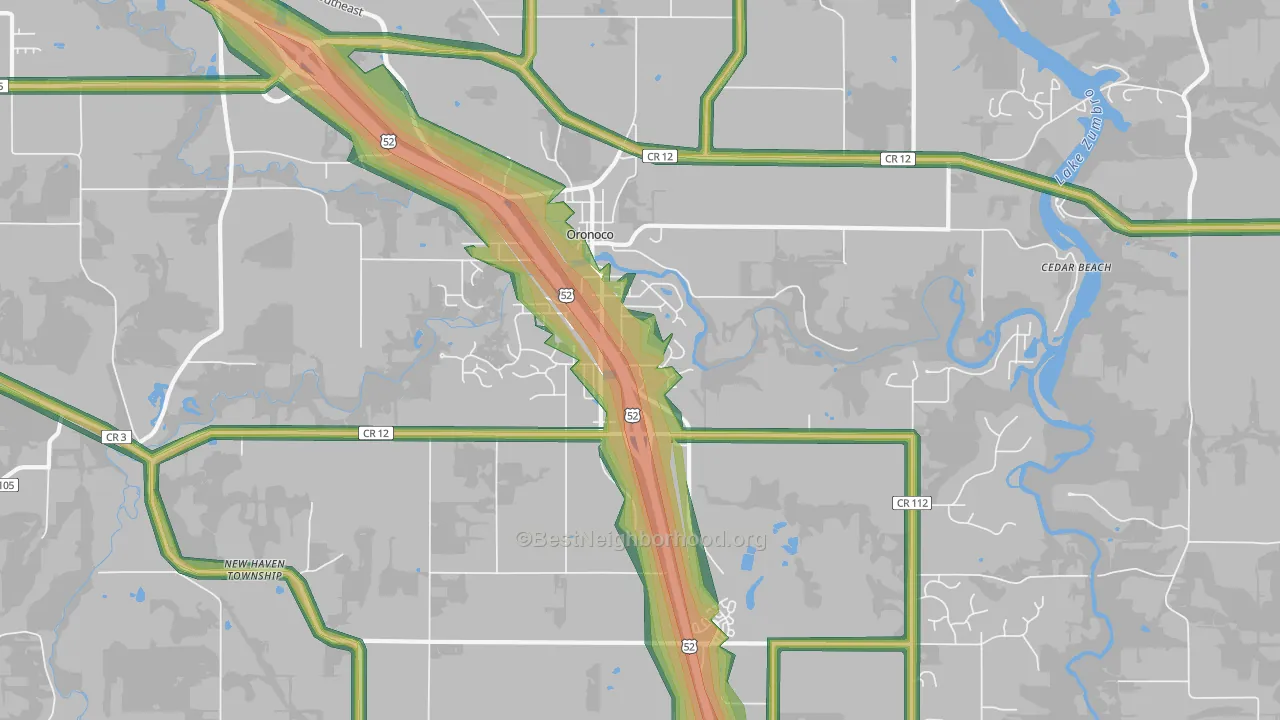 55960, MN Map of Noise Levels in 55960