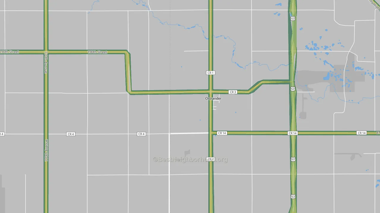 55961, MN Map of Noise Levels in 55961