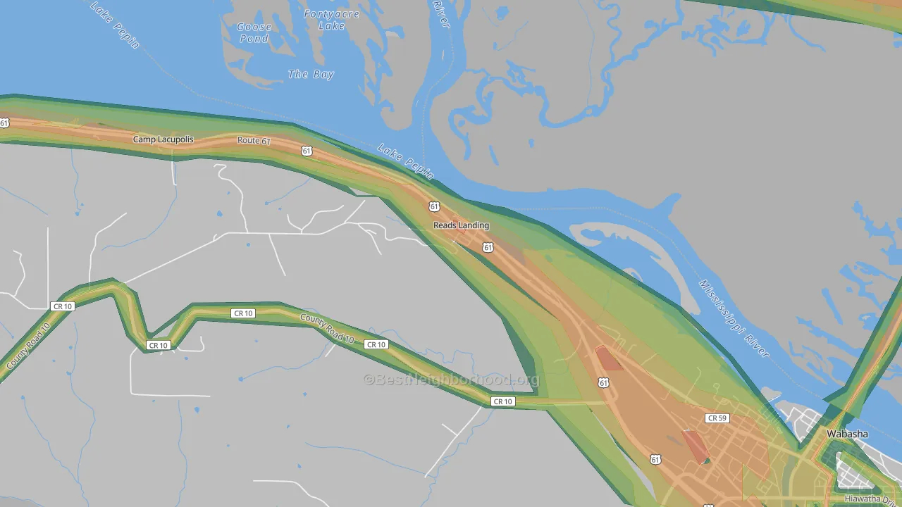 55968, MN Map of Noise Levels in 55968