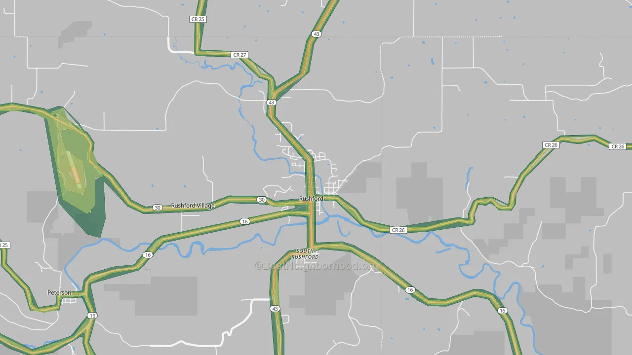55971, MN Map of Noise Levels in 55971