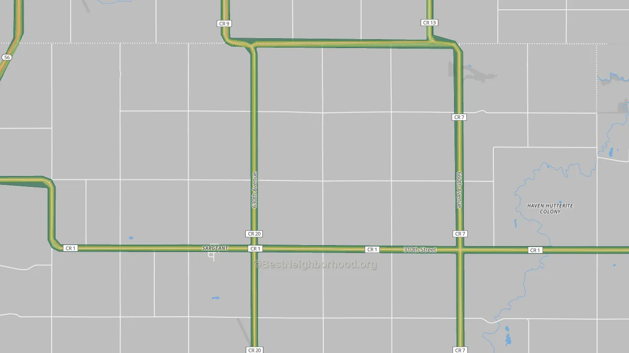 55973, MN Map of Noise Levels in 55973
