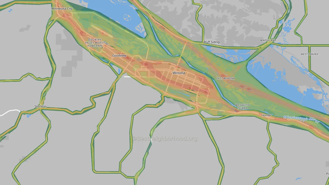 55987, MN Map of Noise Levels in 55987