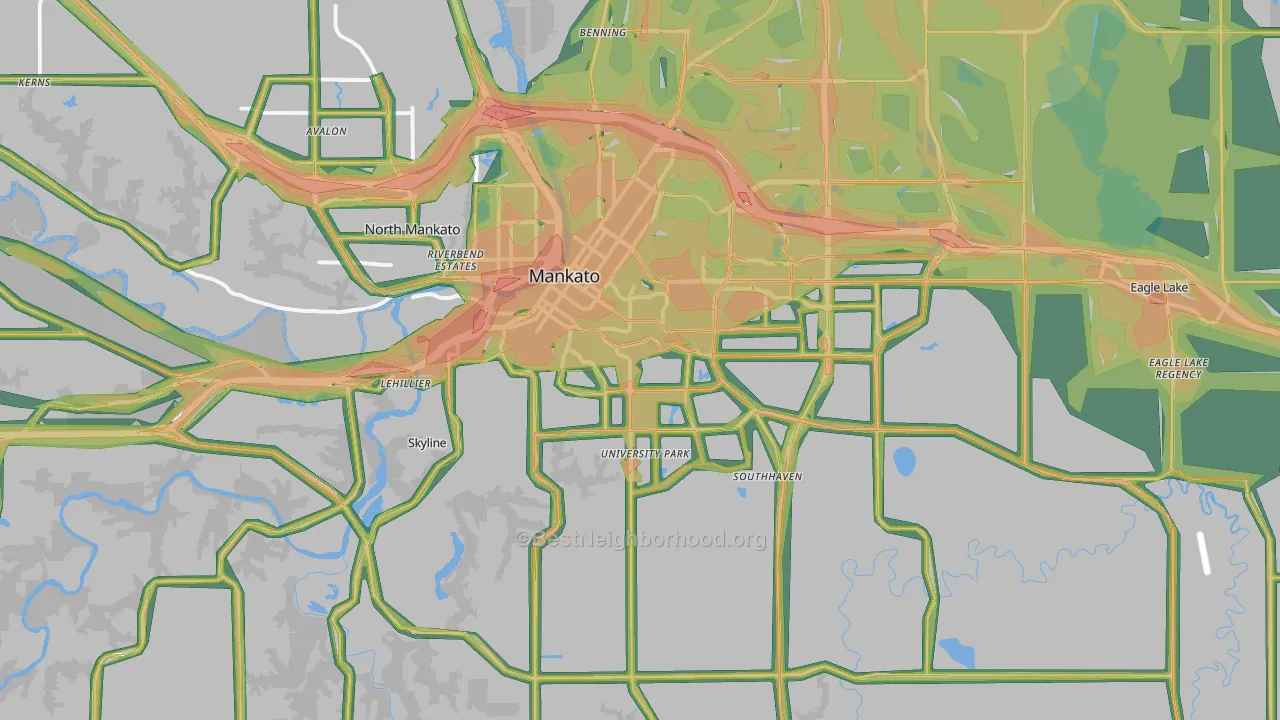 56001, MN Map of Noise Levels in 56001