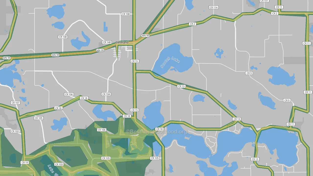 56017, MN Map of Noise Levels in 56017