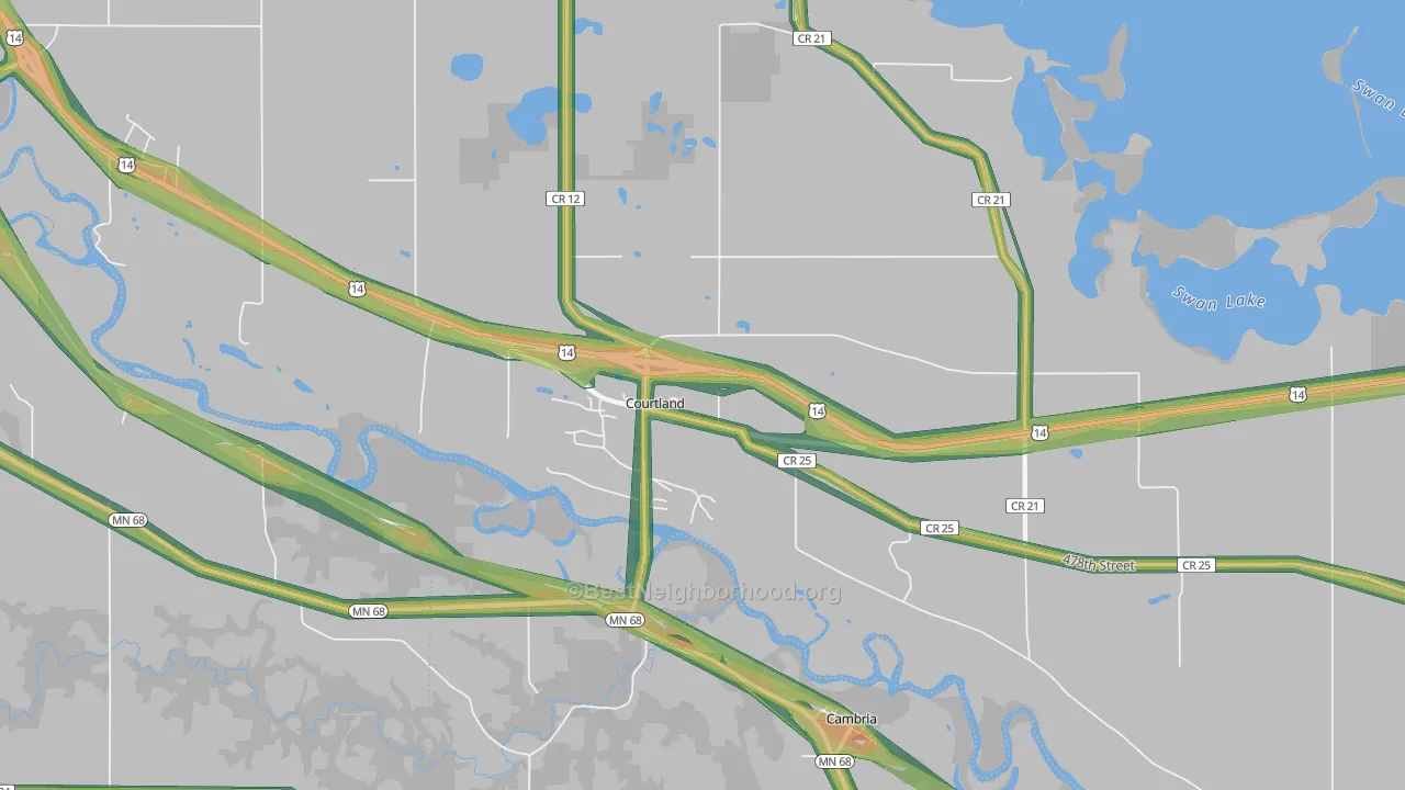 56021, MN Map of Noise Levels in 56021