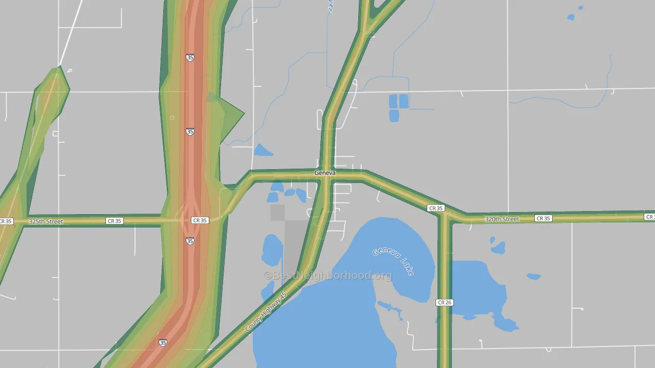 56035, MN Map of Noise Levels in 56035