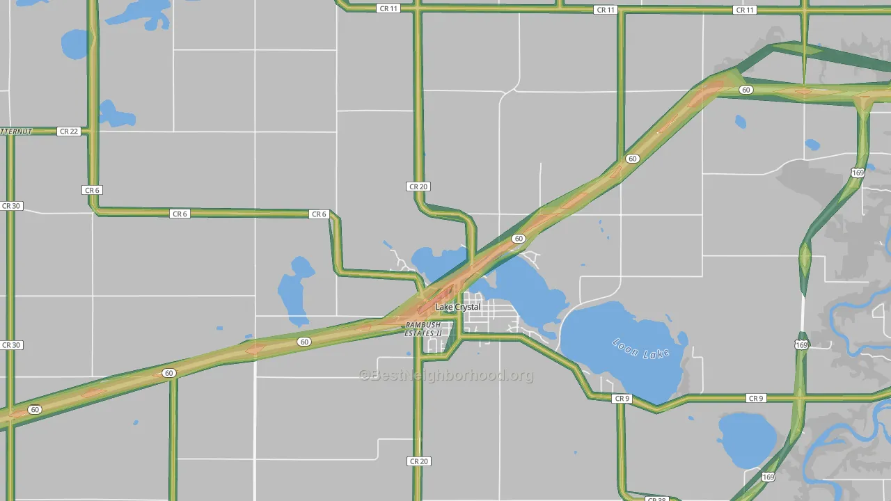 56055, MN Map of Noise Levels in 56055