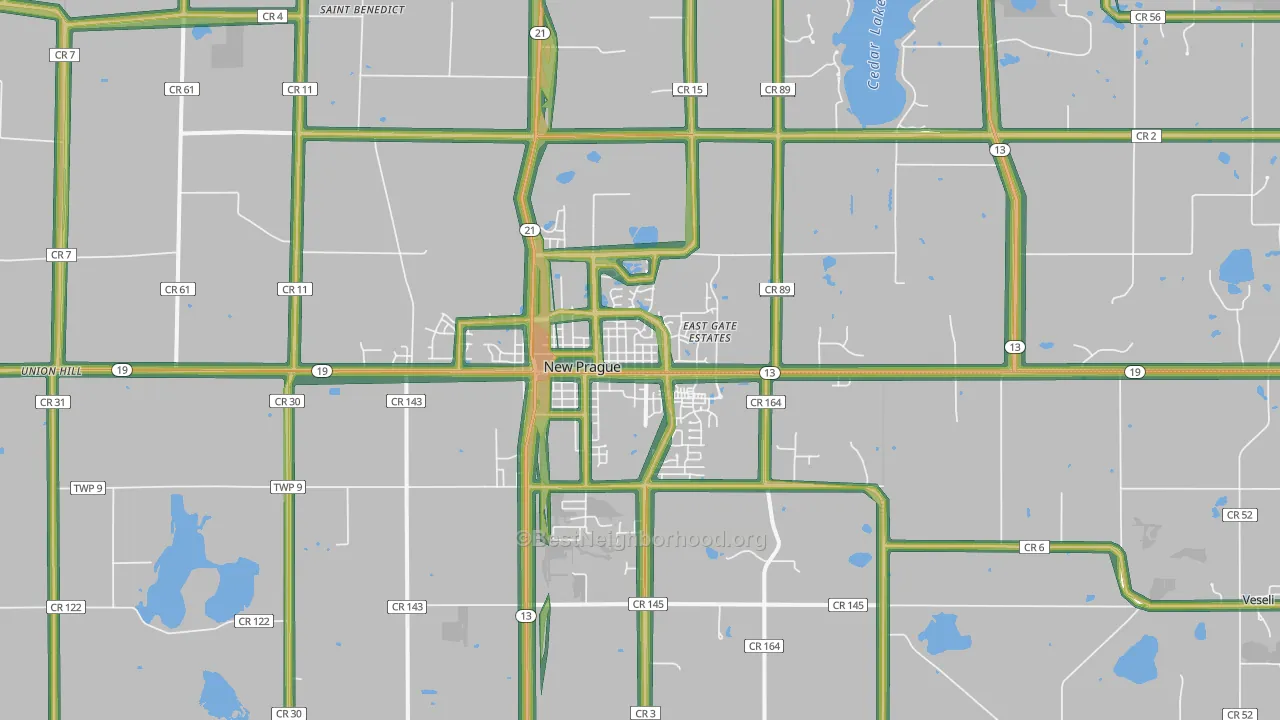 56071, MN Map of Noise Levels in 56071