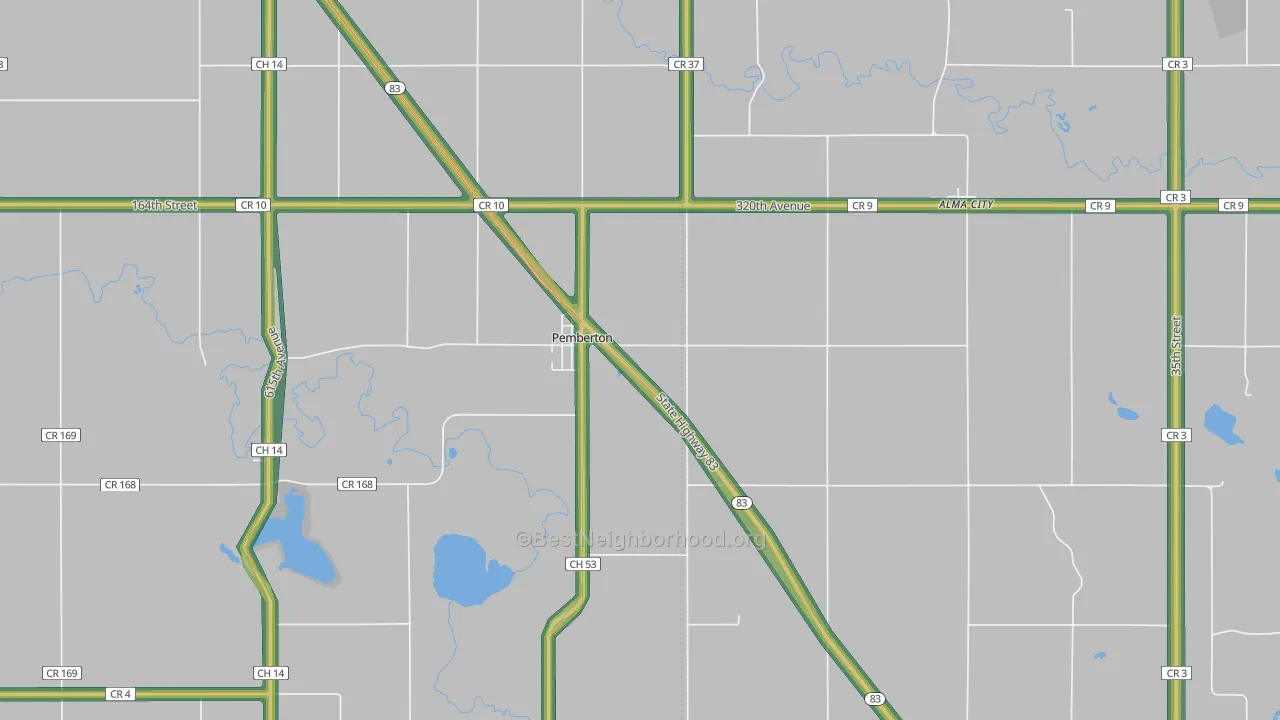 56078, MN Map of Noise Levels in 56078