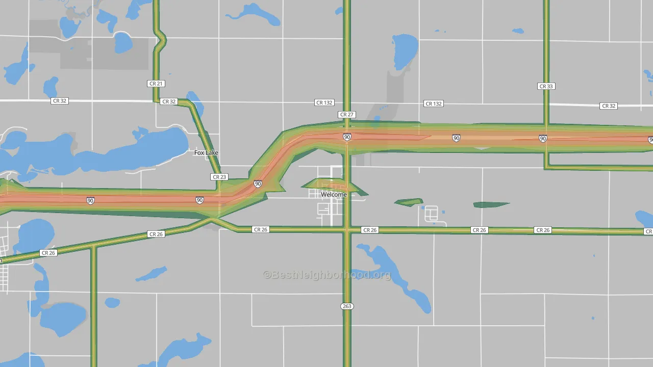 56181, MN Map of Noise Levels in 56181