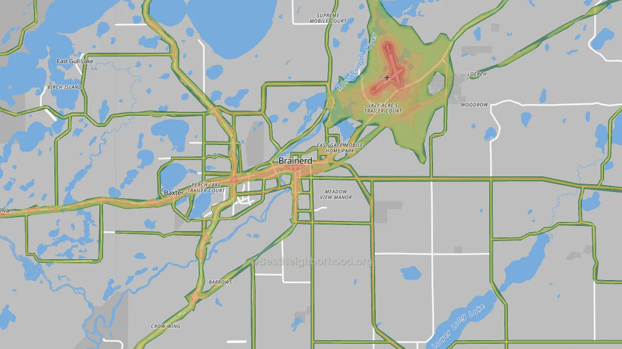 56401, MN Map of Noise Levels in 56401
