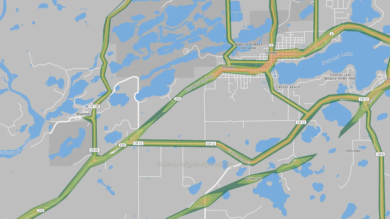 56455, MN Map of Noise Levels in 56455