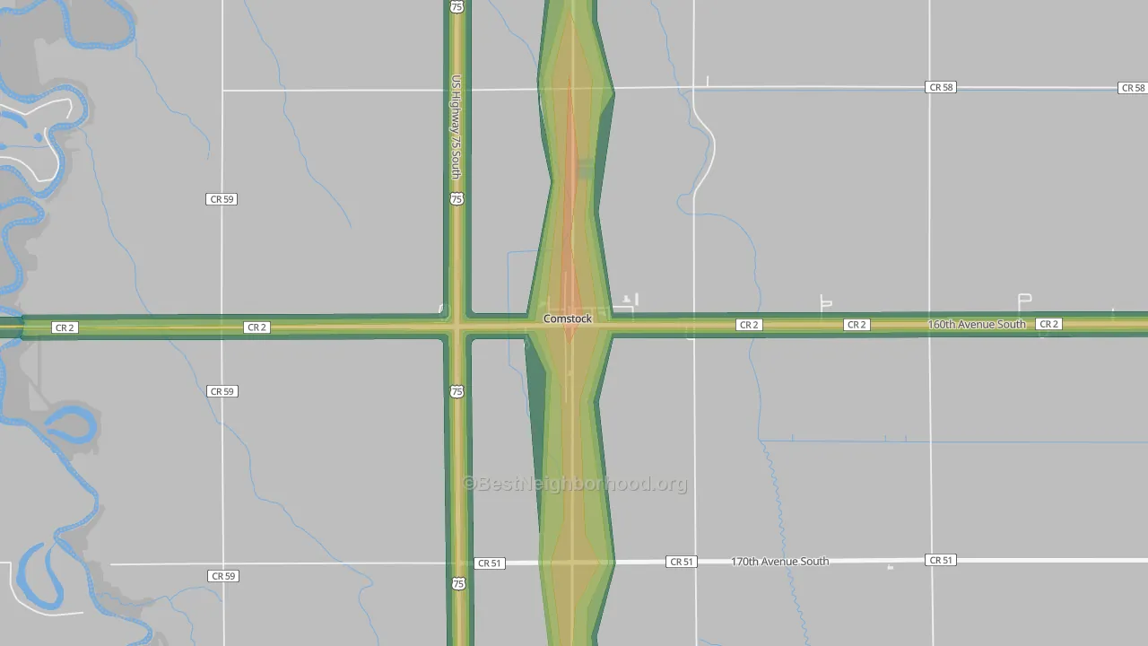 56525, MN Map of Noise Levels in 56525