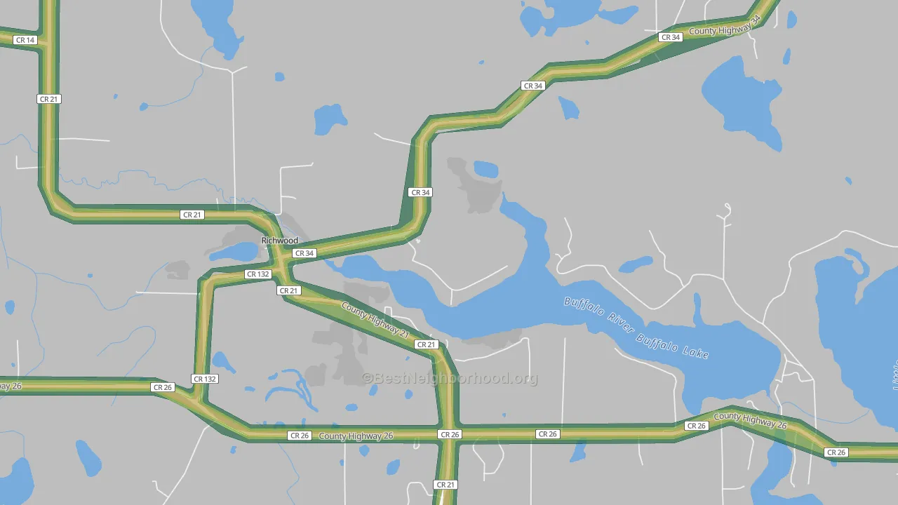 56577, MN Map of Noise Levels in 56577