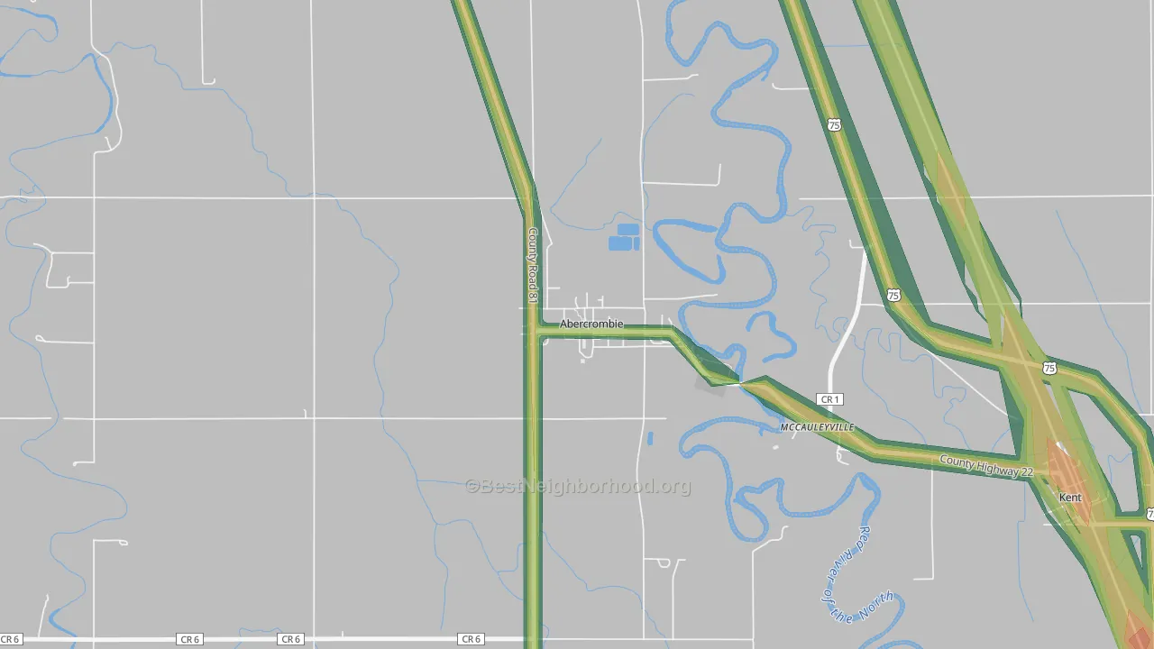 58001, ND Map of Noise Levels in 58001