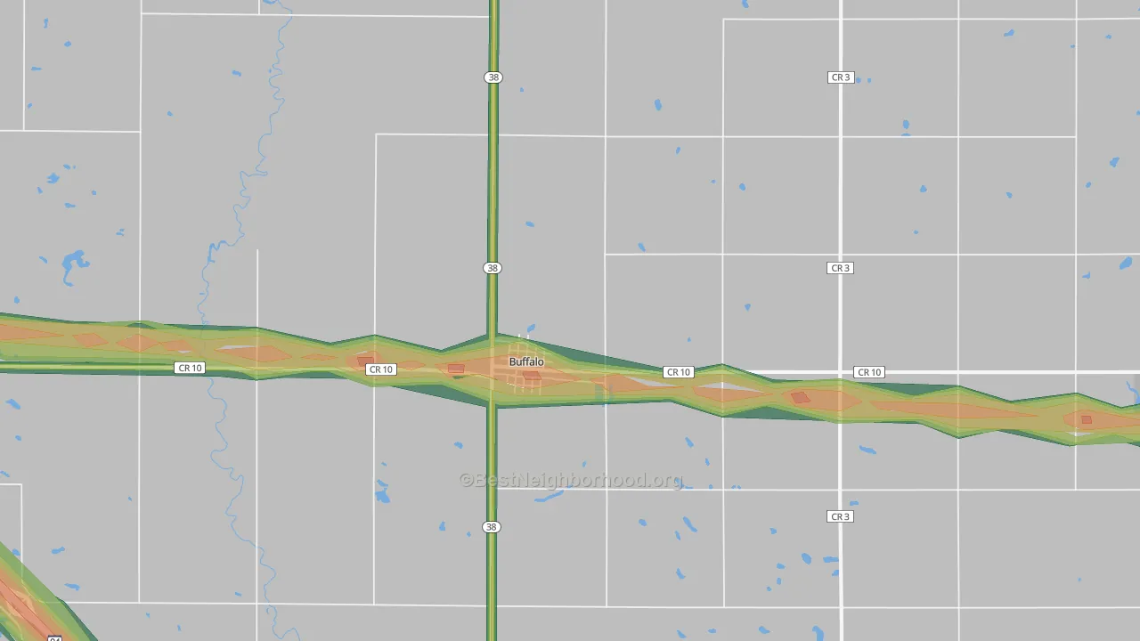 58011, ND Map of Noise Levels in 58011