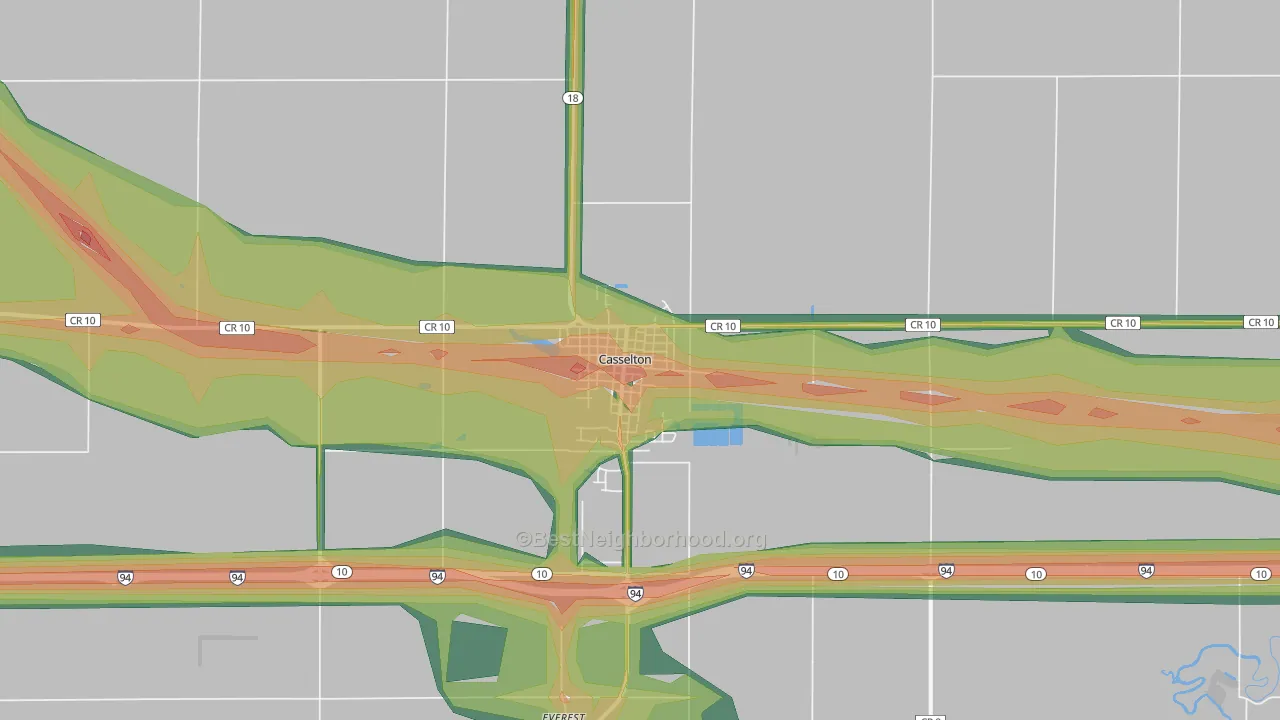 58012, ND Map of Noise Levels in 58012