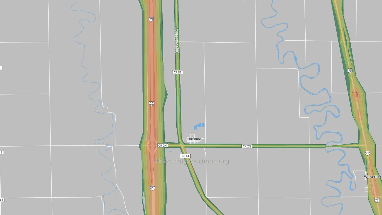 58015, ND Map of Noise Levels in 58015