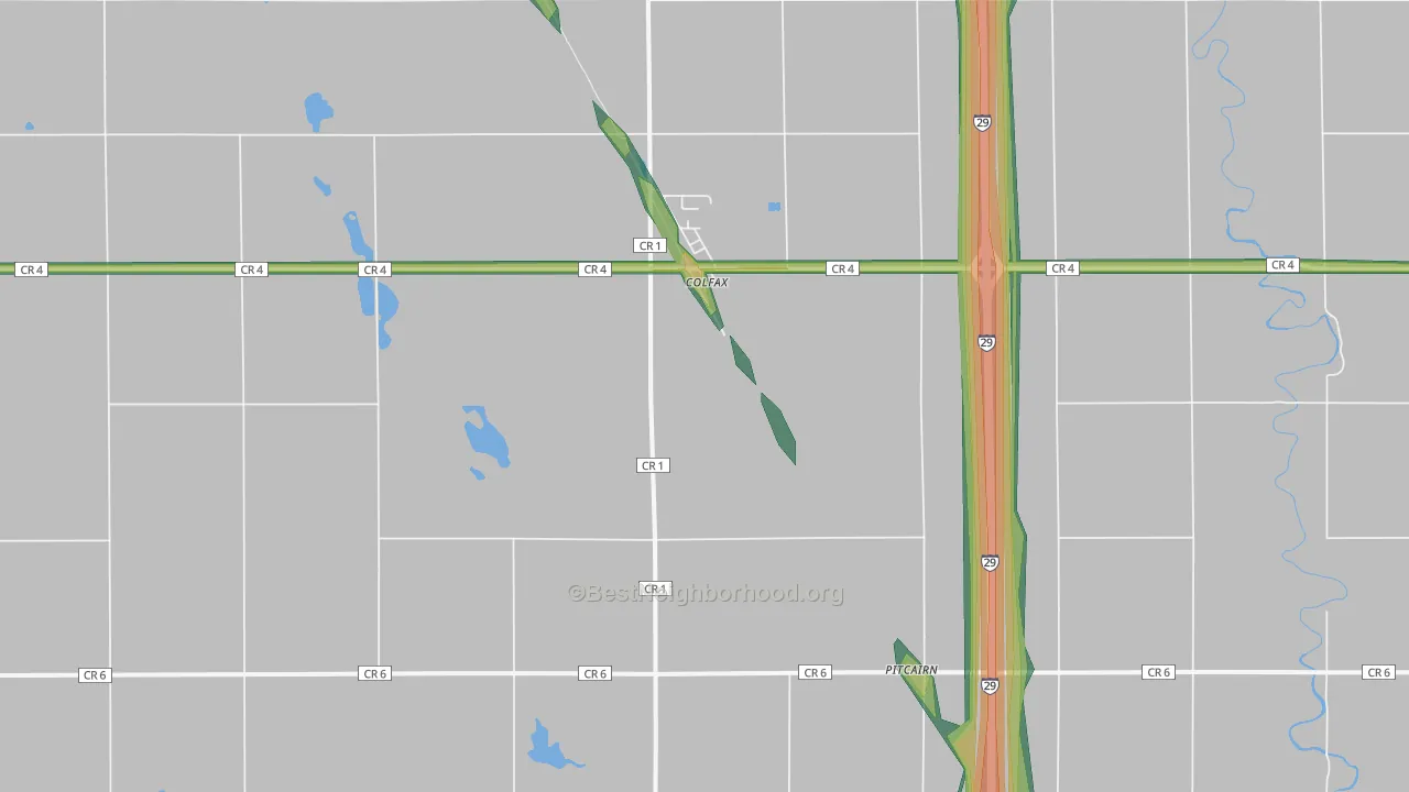 58018, ND Map of Noise Levels in 58018