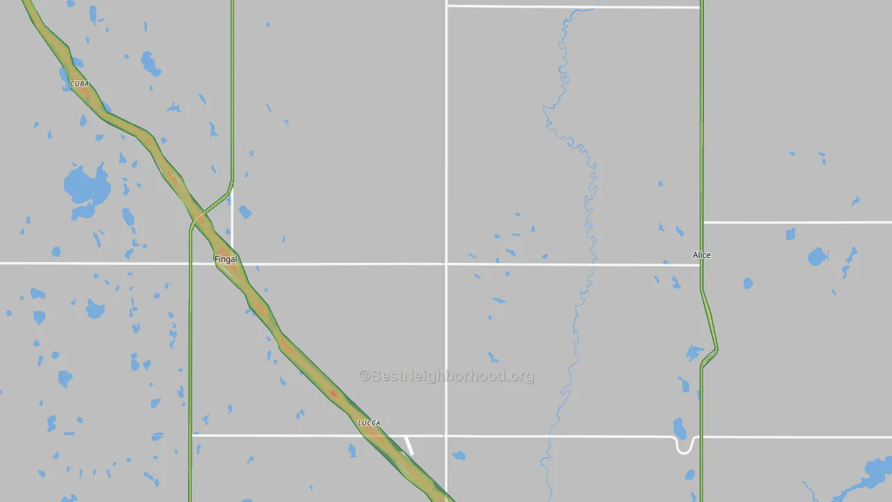 58031, ND Map of Noise Levels in 58031