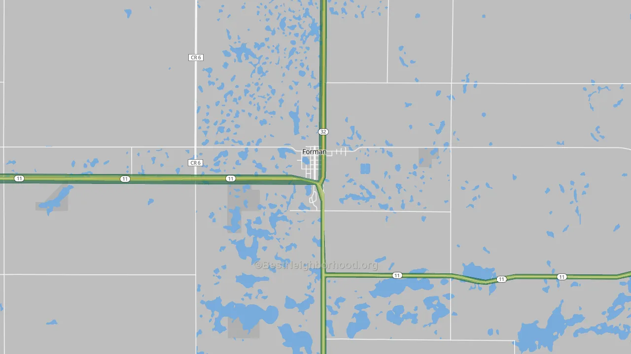 58032, ND Map of Noise Levels in 58032