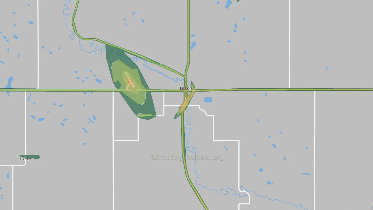 58054, ND Map of Noise Levels in 58054