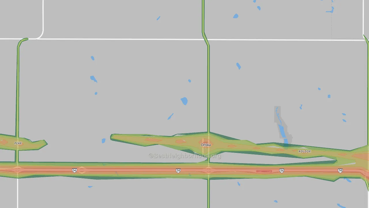 58063, ND Map of Noise Levels in 58063