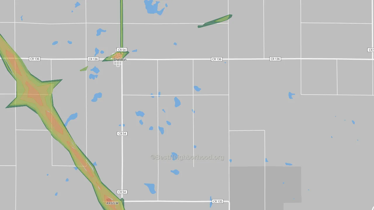 58068, ND Map of Noise Levels in 58068