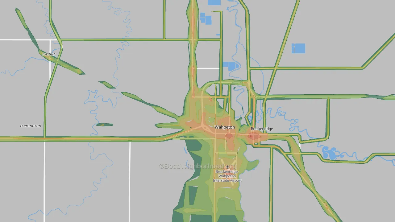 58075, ND Map of Noise Levels in 58075