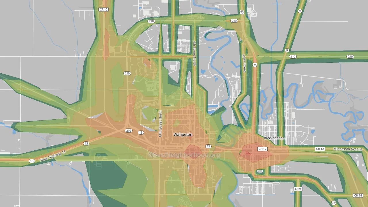 58076, ND Map of Noise Levels in 58076