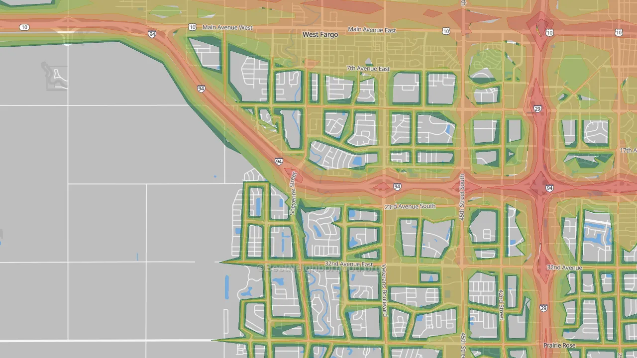 58078, ND Map of Noise Levels in 58078