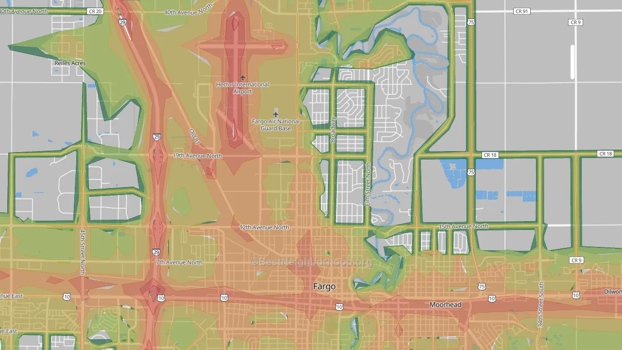58102, ND Map of Noise Levels in 58102