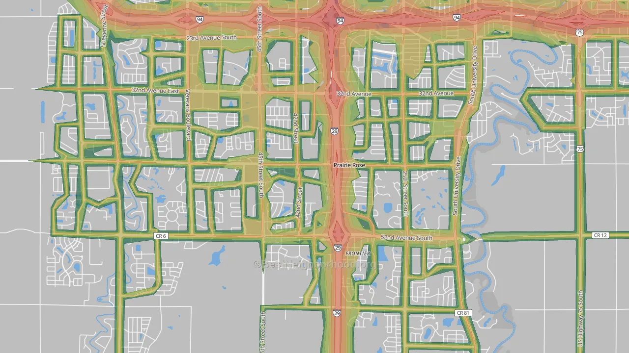 58104, ND Map of Noise Levels in 58104