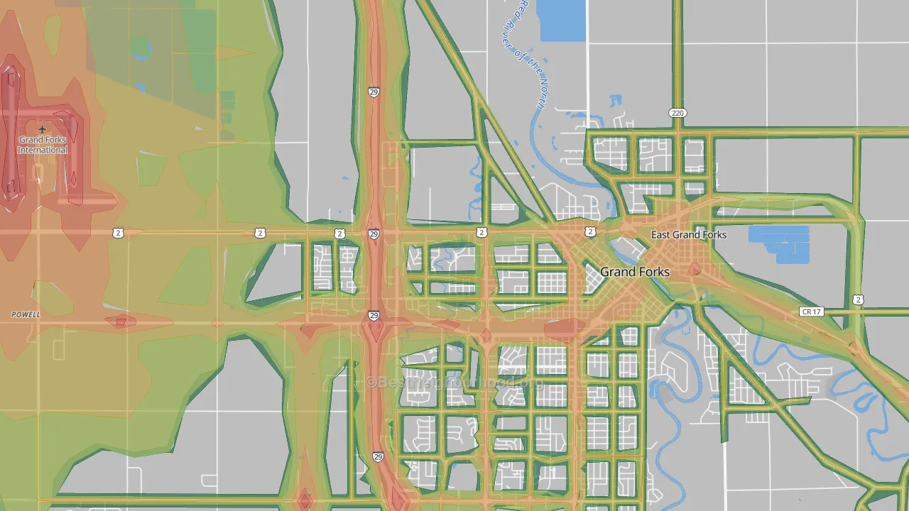 58203, ND Map of Noise Levels in 58203