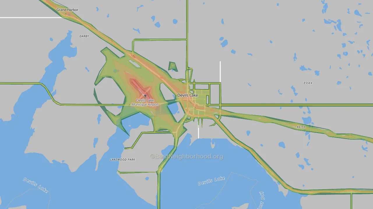 58301, ND Map of Noise Levels in 58301