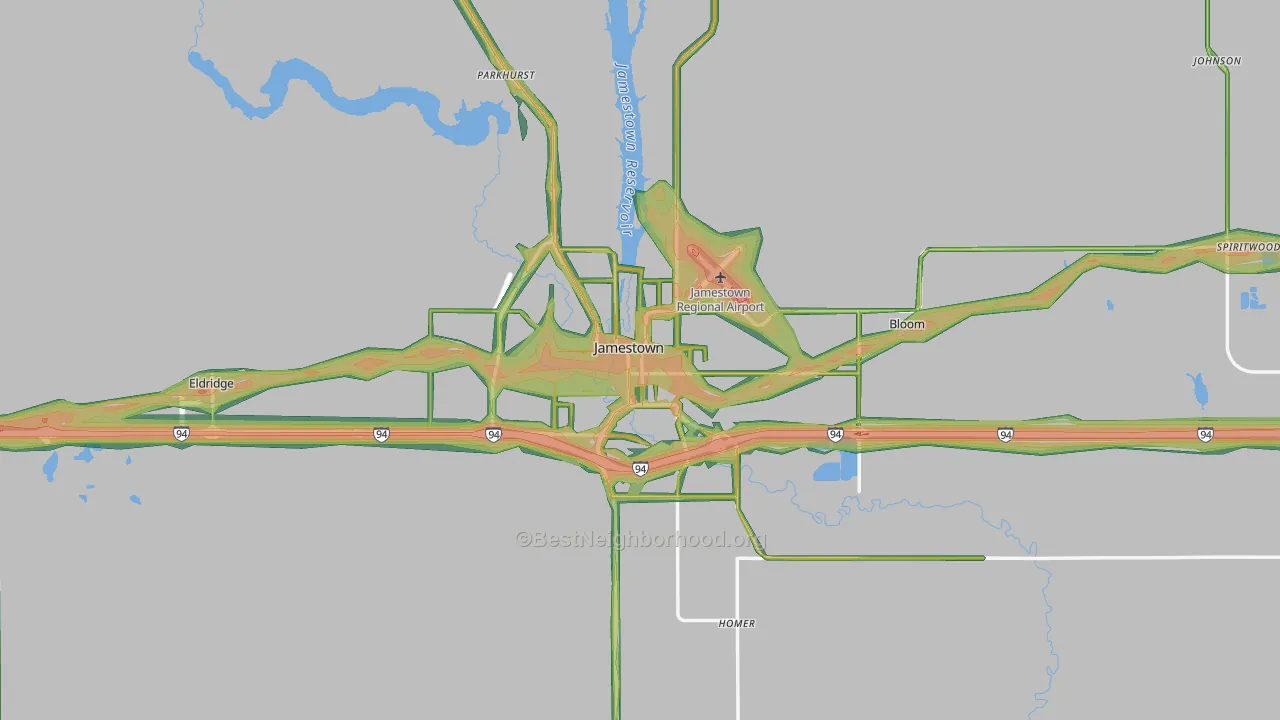 58401, ND Map of Noise Levels in 58401